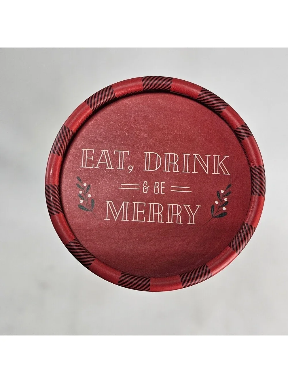 Krumbs Kitchen Holiday Apron Buffalo Plaid Eat Drink Be Merry Farmhouse Red New